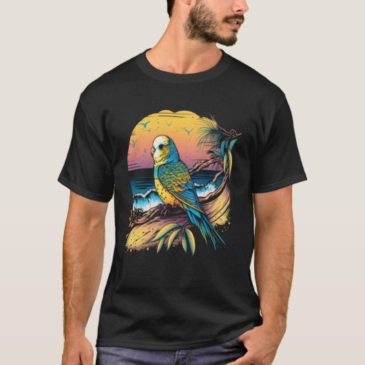 Budgie Beach Budgerigar Parakeet Bird Summer  3 T-shirt (Voorkant)