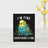Budgie Bird Christmas I'm Fine Everything Is Fine  Kaart (Gele Bloem)