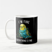 Budgie Bird Christmas I'm Fine Everything Is Fine  Koffiemok (Links)