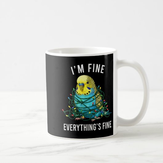 Budgie Bird Christmas I'm Fine Everything Is Fine  Koffiemok (Rechts)