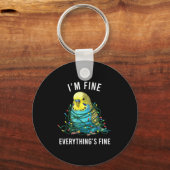 Budgie Bird Christmas I'm Fine Everything Is Fine Sleutelhanger (Voorkant)