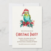 Budgie Bird Parkiet Santa Hat Kerstfeest Kaart (Voorkant)
