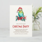 Budgie Bird Parkiet Santa Hat Kerstfeest Kaart (Staand voorkant)