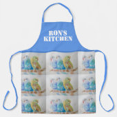 Budgie Bird Schattigee Waterverf Art Blue Mans Keu Schort (Voorkant)