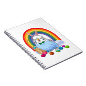 Budgie Blue Paraket Easter Eggs Bunny Premium Notitieboek (Rechterzijde)