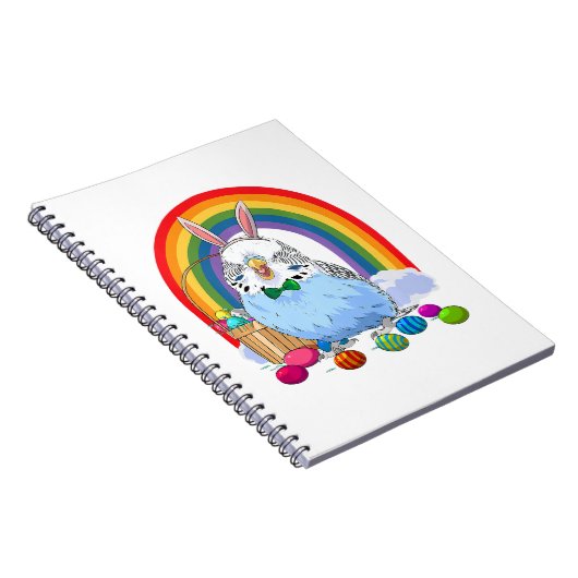 Budgie Blue Paraket Easter Eggs Bunny Premium Notitieboek (Rechterzijde)