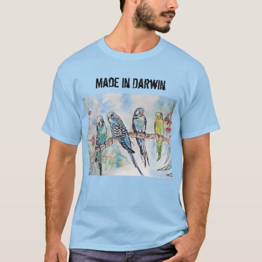 Budgie Budgerigar Bird gemaakt in Darwin T Shirt (Voorkant)