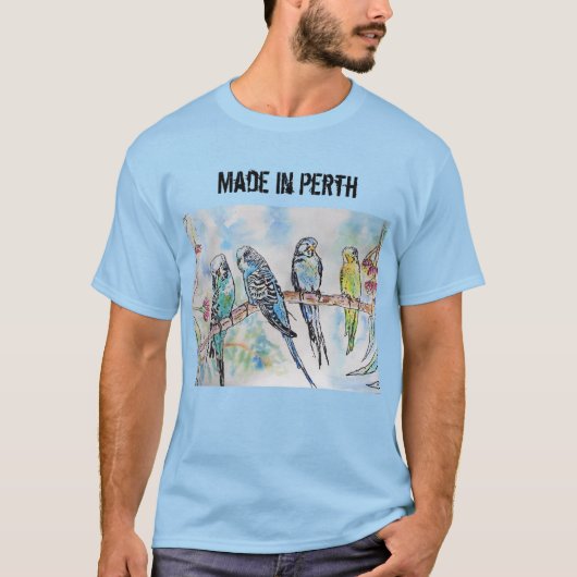 Budgie Budgerigar Bird gemaakt in Perth T Shirt (Voorkant)