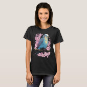 Budgie Budgerigar Bird Japanese Cherry Sakura Flow T-shirt (Voorkant volledig)