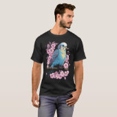 Budgie Budgerigar Bird Japanese Cherry Sakura Flow T-shirt (Voorkant volledig)