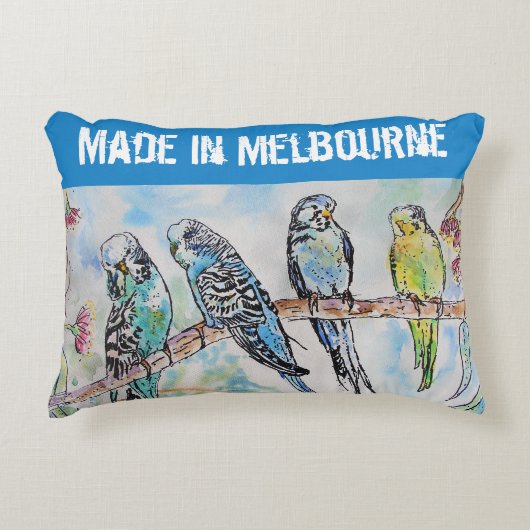 Budgie Budgerigar Bird Made In Melbourne Birds Accent Kussen (Voorkant)