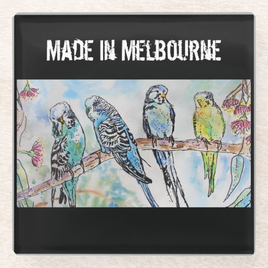 Budgie Budgerigar Bird Made In Melbourne Birds Glazen Onderzetter (Voorkant)