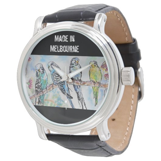 Budgie Budgerigar Bird Made In Melbourne Birds Horloge (Gekanteld)
