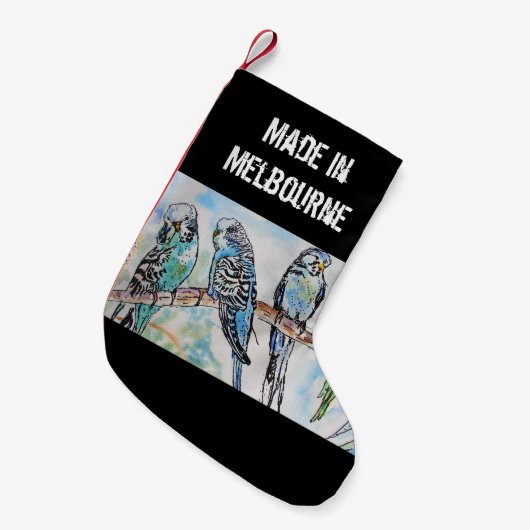 Budgie Budgerigar Bird Made In Melbourne Birds Kleine Kerstsok (Voorkant (Hangend))
