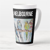 Budgie Budgerigar Bird Made In Melbourne Birds Latte Mok (Rechterhoek)