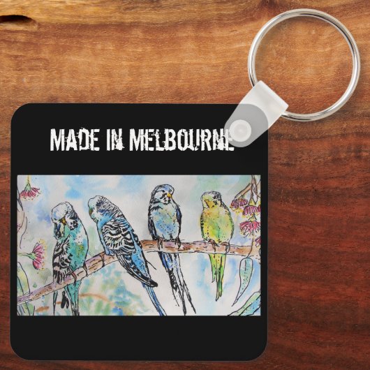Budgie Budgerigar Bird Made In Melbourne Birds Sleutelhanger (Achterkant)