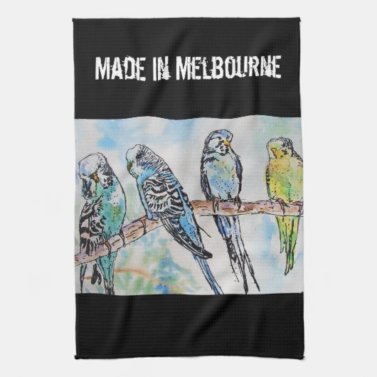 Budgie Budgerigar Bird Made In Melbourne Birds Theedoek (Verticaal)