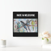 Budgie Budgerigar Bird Made In Melbourne Birds Vierkante Klok (Huis)