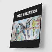 Budgie Budgerigar Bird Made In Melbourne Birds Vierkante Klok (Hoek)