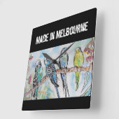 Budgie Budgerigar Bird Made In Melbourne Birds Vierkante Klok (Hoek)