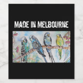 Budgie Budgerigar Bird Made In Melbourne Birds Wijn Etiket (Enkel label)