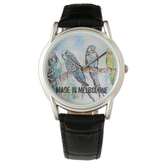Budgie Budgerigar Bird Made In Melbourne Mens Horloge (Voorkant)