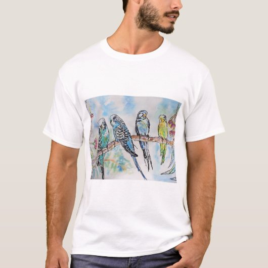 Budgie Budgerigar Birds Bird Wildlife T Shirt (Voorkant)