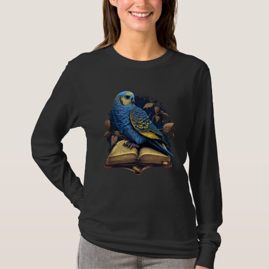 Budgie Budgerigar Book Parakeet Bird Bookworm Read T-shirt (Voorkant)