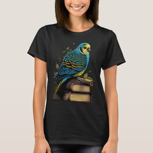 Budgie Budgerigar Book Parakeet Bird Bookworm Read T-shirt (Voorkant)