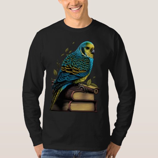 Budgie Budgerigar Book Parakeet Bird Bookworm Read T-shirt (Voorkant)
