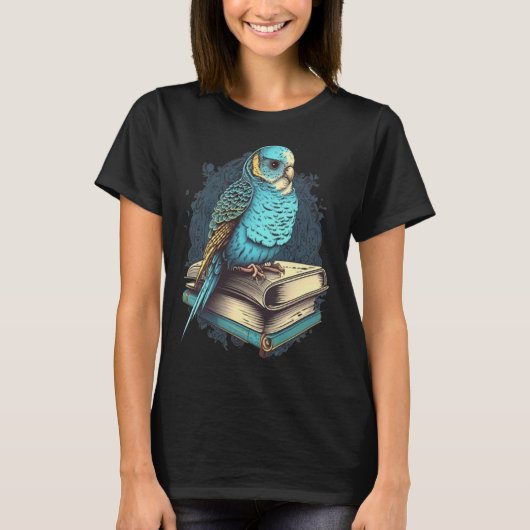 Budgie Budgerigar Book Parakeet Bird Bookworm Read T-shirt (Voorkant)