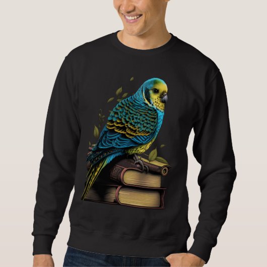 Budgie Budgerigar Book Parakeet Bird Bookworm Read Trui (Voorkant)