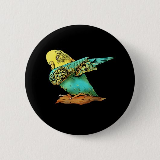 Budgie Budgerigar Dabbing Ronde Button 5,7 Cm (Voorkant)