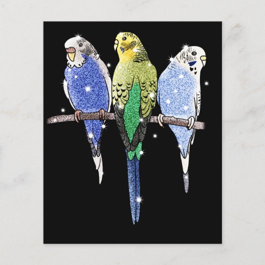 Budgie Budgerigar Glitter Flyer (Voorkant)