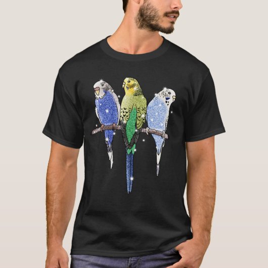Budgie Budgerigar Glitter T-shirt (Voorkant)