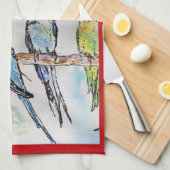 Budgie Budgerigar Kerst Merry Budgie-mas Theedoek (Quarter Fold)