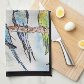 Budgie Budgerigar Kerst Merry Budgie-mas Theedoek (Quarter Fold)