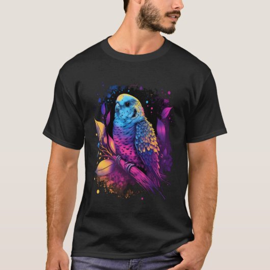 Budgie Budgerigar Parakeet Bird Aesthetic Vaporwav T-shirt (Voorkant)
