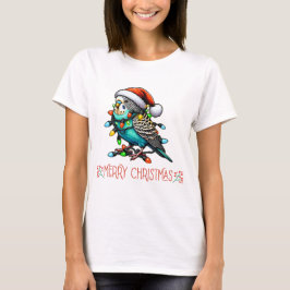 Budgie Budgerigar Parrot Christmas Pet Xmas T-shirt