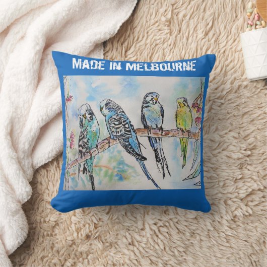 Budgie Budgerigar Vogel Gemaakt In Melbourne  Kussen (Deken)