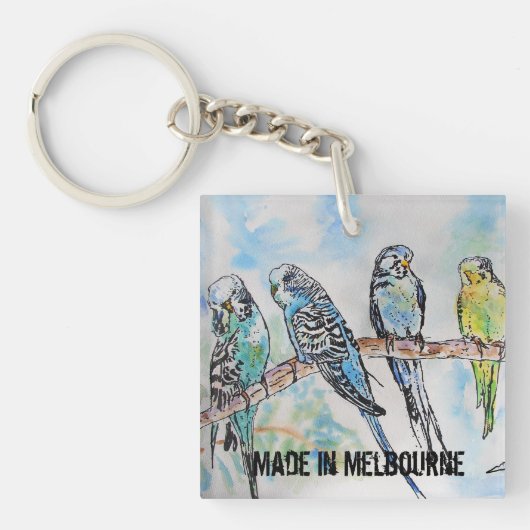 Budgie Budgerigar Vogel Gemaakt In Melbourne Sleutelhanger (voorkant)