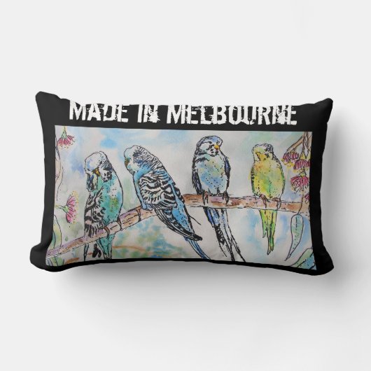 Budgie Budgerigar Vogel Gemaakt In Melbourne Vogel Kussen (Voorkant)
