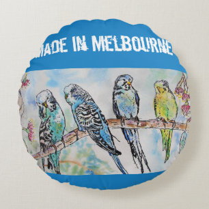 Budgie Budgerigar Vogel Gemaakt In Melbourne Vogel Rond Kussen