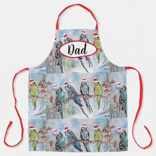 Budgie Budgies Bird Birds Dad Christmas Kitchen Schort (Voorkant)