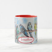 Budgie Budgies Bird Waterverf Schilderij Bird Mok (Midden)