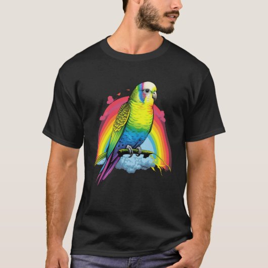 Budgie Budgies Birds Rainbow Budgerigar Parakeet T-shirt (Voorkant)