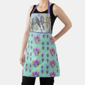 Budgie Budgies en Flowers Mint Green Womans Apron Schort (Insitu)