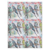 Budgie Budgies Merry Budgiemas Christmas dinner Tafelkleed (Voorkant)