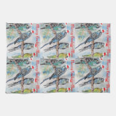 Budgie Budgies Merry Budgiemas Christmas dinner Theedoek (Horizontaal)