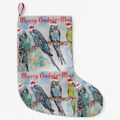 Budgie Budgies Merry Budgiemas Christmas Stocking Kleine Kerstsok (Voorkant)